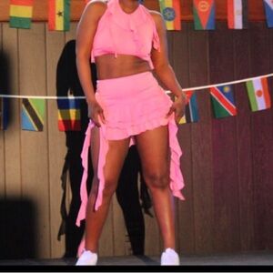 Pink Ruffled Top and Skirt (Set)